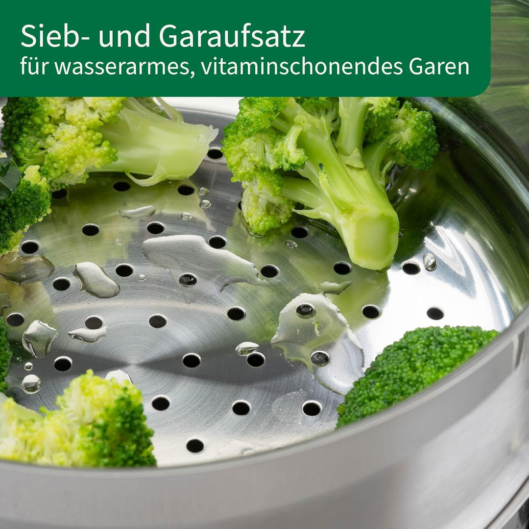 FACKELMANN Chefkoch Dünst- und Garaufsatz München passend für Ø20 Töpfe und Deckel – Für vitaminscho