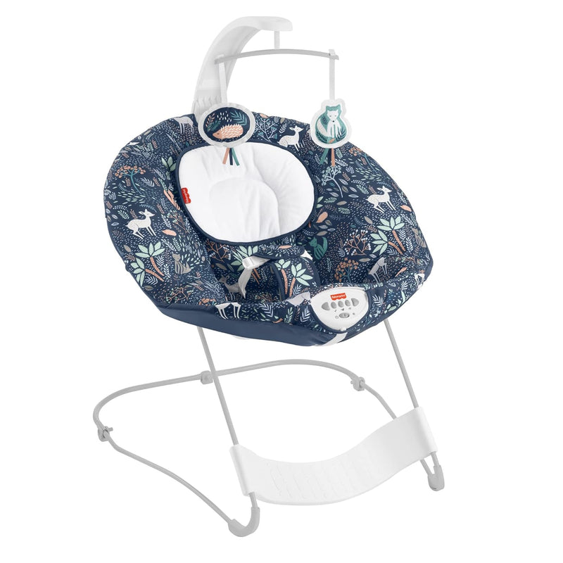 Fisher-Price HBF25 - Sanft & Sicher Deluxe Wippe Mondenwald, beruhigender Babysitz für Säuglinge un