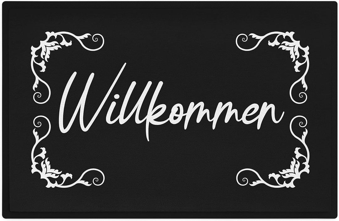 Trendation - Willkommen Fussmatte Grafik Schmutzfangmatte Geschenk Aussen Innenbereich 60x40 cm Wasc