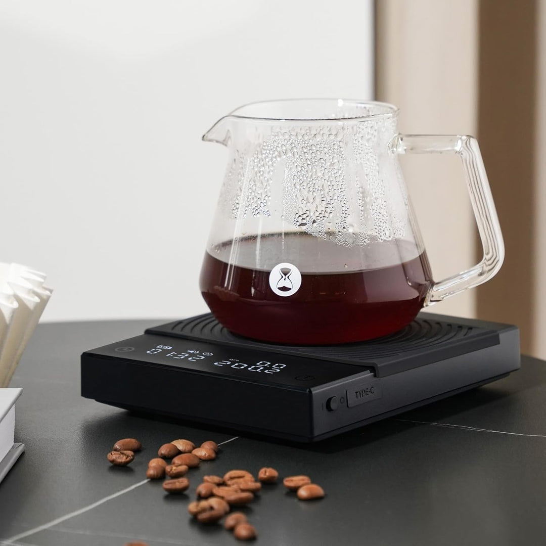 TIMEMORE Kaffeewaage Basic 2.0 Elektronische Espressowaage mit Wasserdurchflussmenge und Timer-Funkt