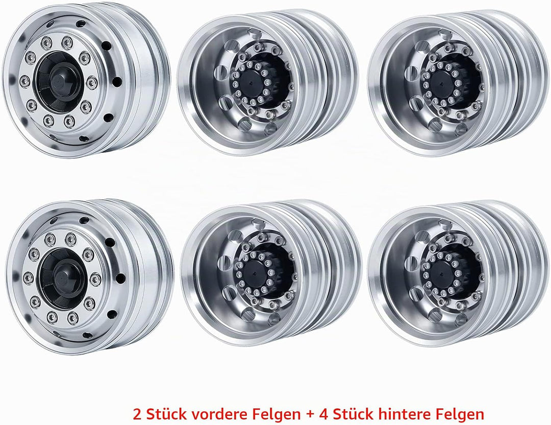 AXspeed 1/14 Vorderrad-Felgen-Set, 2 Vorderseite Radnaben und 4 Hinterräder Felgen für Amiya Tractor