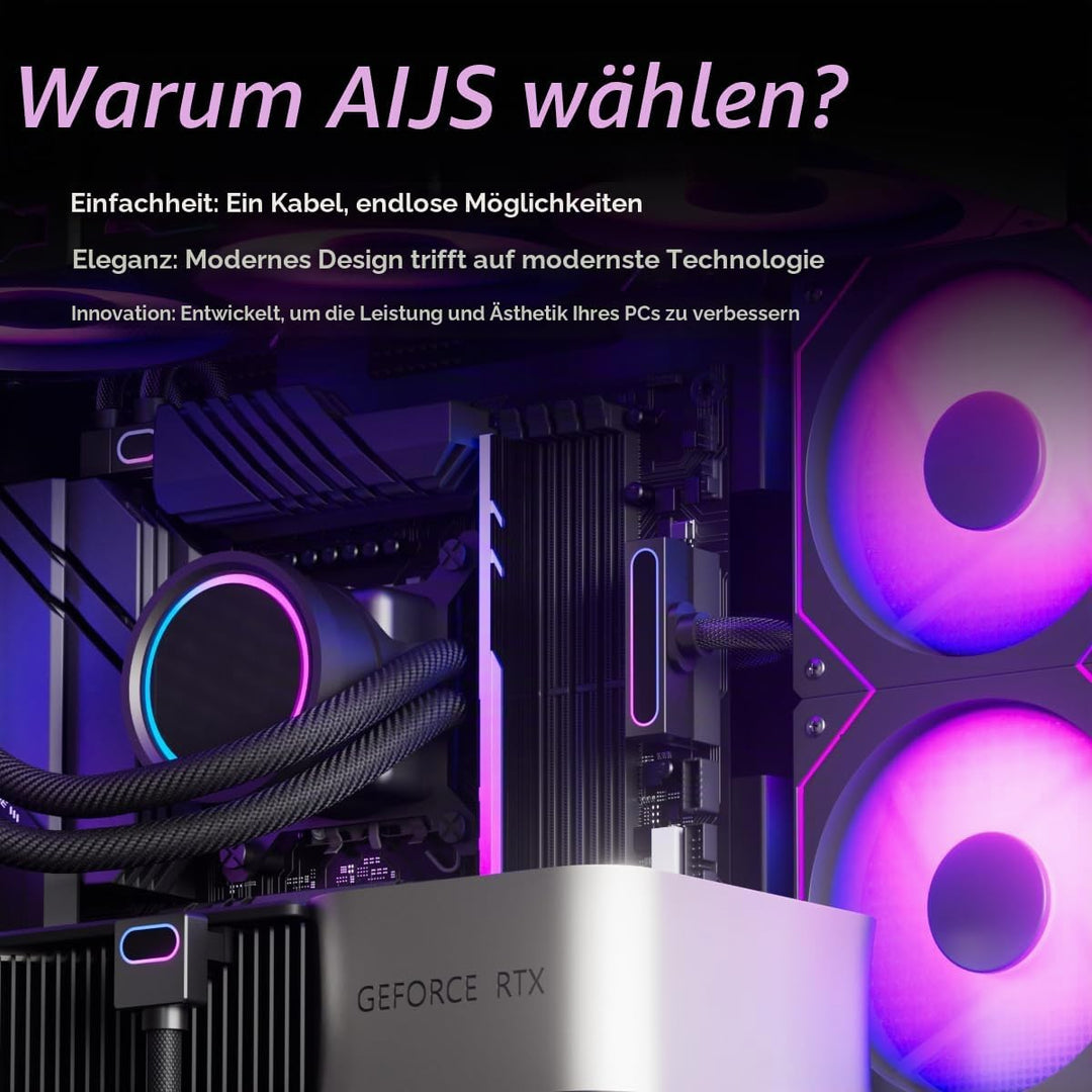 PSU 24Pin Verlängerungskabel,5V 3Pin ARGB SYNC für PC Stromversorgungskabel,18AWG 24Pin ATX für Kabe