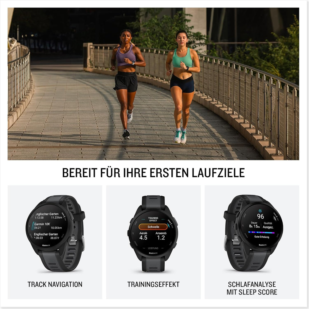 GARMIN Forerunner 165, leichte GPS Smartwatch zum Laufen, mit AMOLED Touchscreen, Trainingsempfehlun