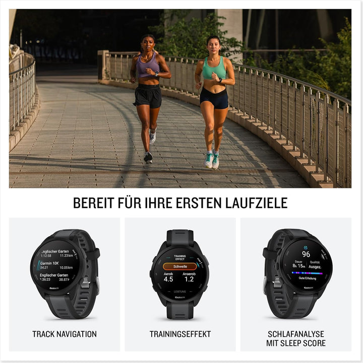 GARMIN Forerunner 165, leichte GPS Smartwatch zum Laufen, mit AMOLED Touchscreen, Trainingsempfehlun
