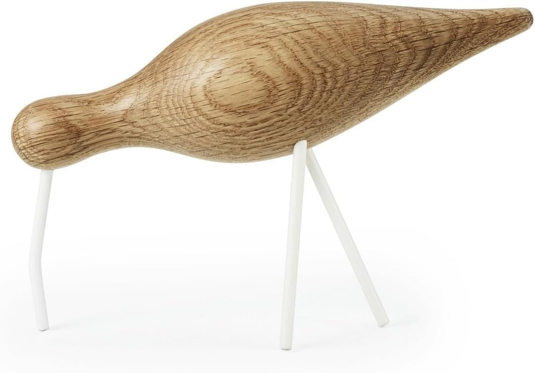 Normann Copenhagen Shorebird Figur, Holz-Edelstahl, weiss, 15 x 5.5 x 11 cm