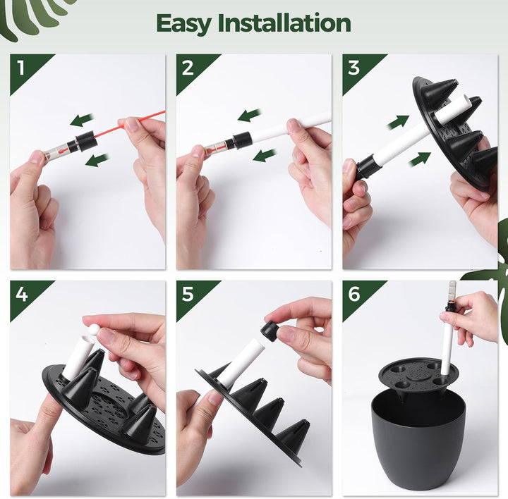 T4U 22cm Selbstwässernder Blumentopf mit Wasseranzeiger Schwarz 4er-Set, Selbstbewässerung Wasserspe