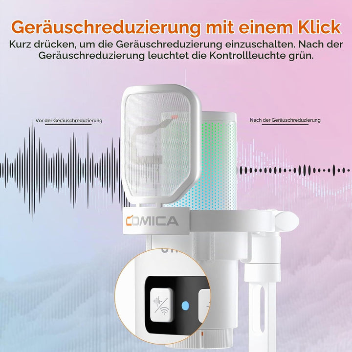 COMICA EJoy Uni Pro Wireless Gaming Mikrofon PC mit USB-C Empfänger, USB Mikrofon ür Streaming Podca