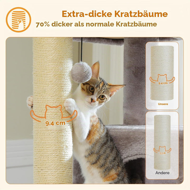 PAWZ Road Katzenbaum mit Metall-Plüsch-Hängematte, Katzenturm für ausgewachsene Katzen mit 2-türigem