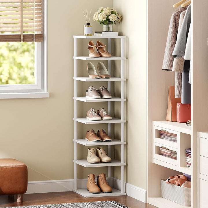 HOOBRO Vertikales Schuhregal, 8-lagiges Schuhregal, schmales Schuhablage, Schuhschrank, Schuhständer