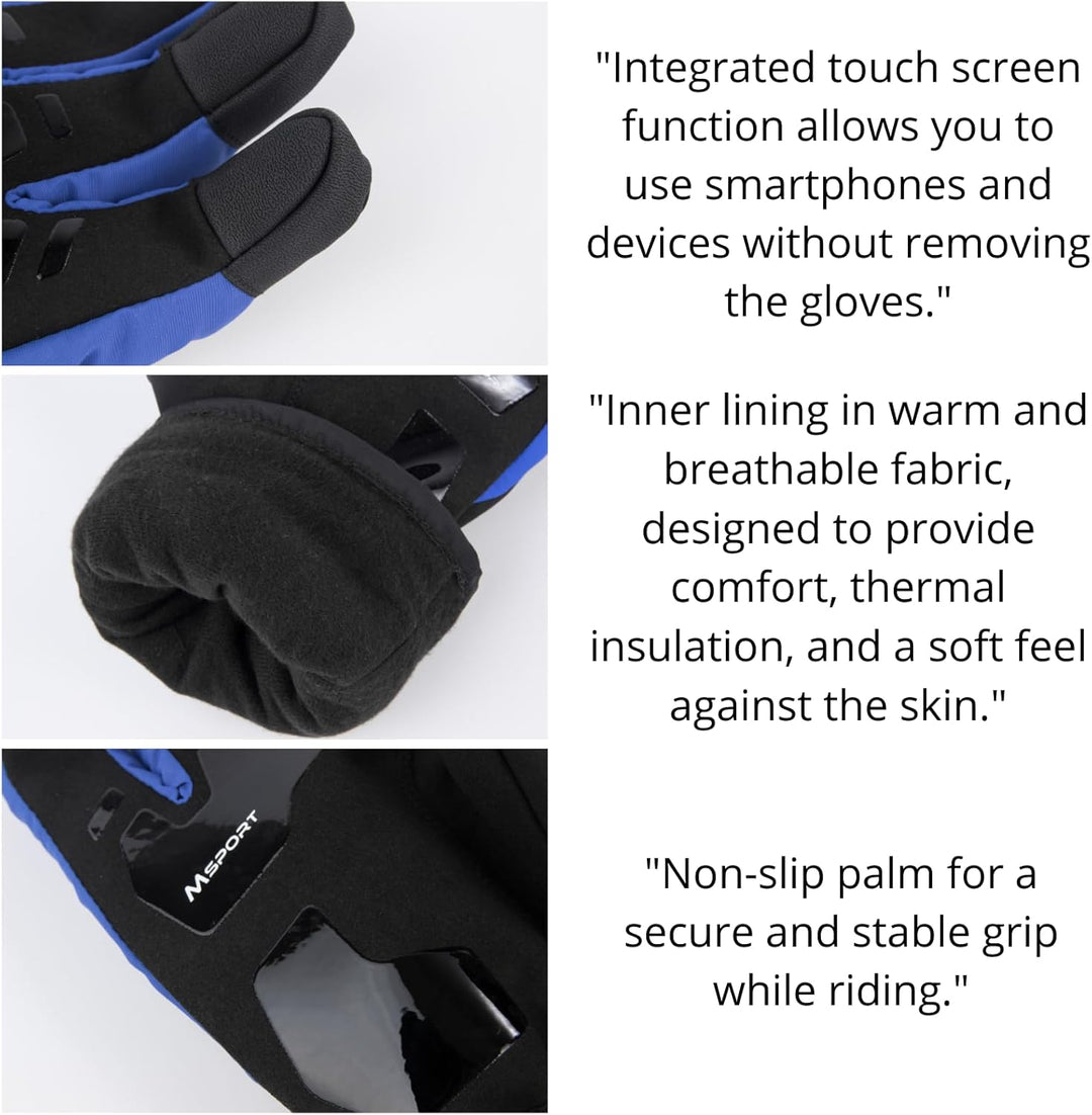 Motorrad Winterhandschuhe 100% wasserdichte Motorradhandschuhe rutschfeste Touchscreen Blau M, Blau