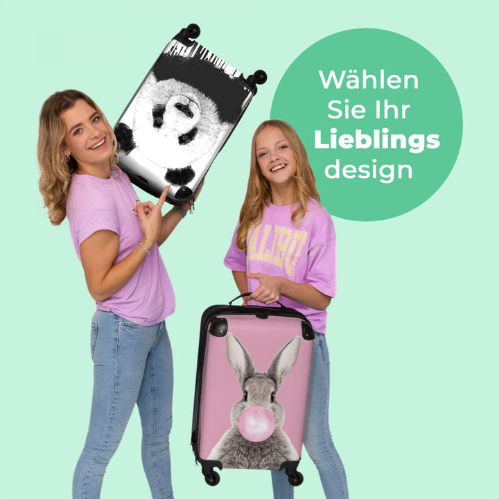 NoBoringSuitcases.com® Koffer Handgepäck Trolley Rollkoffer Kleine Reisekoffer mit 4 Rollen - Panda