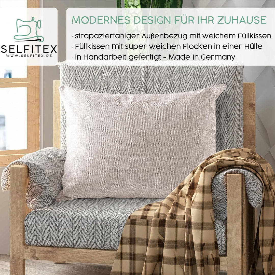 Selfitex Modisches Couchkissen XXL 60x80 cm, Sofakissen mit Füllung und Bezug, kuschelweiches Leseki