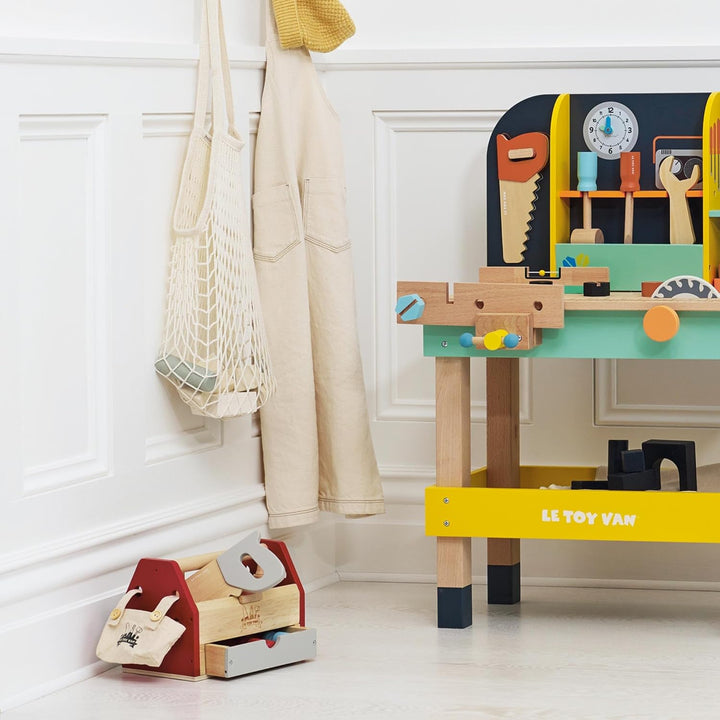 Le Toy Van – Pädagogisches Autos & Baustelle-Spielset aus Holz Werkzeugkiste für Rollenspiel | Für M