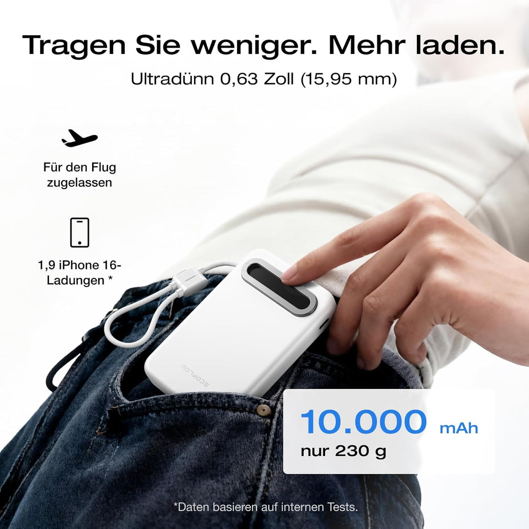 EcoFlow Qi2.2 Magsafe Powerbank 10000mAh 25W mit USB C 36W Kabel, Qi2.2-Zertifiziert Magnetische Pow