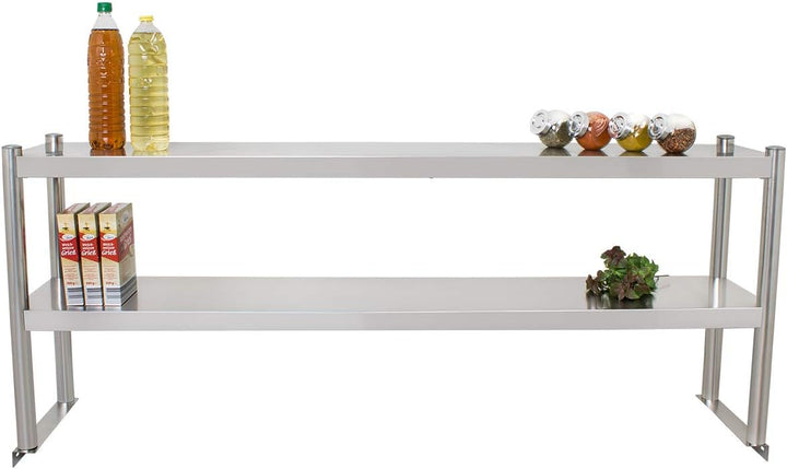 Beeketal 'BTA-150' Küchen Arbeitstisch Aufsatzboard 150 cm aus Edelstahl mit 2 Ablageflächern (Tragk