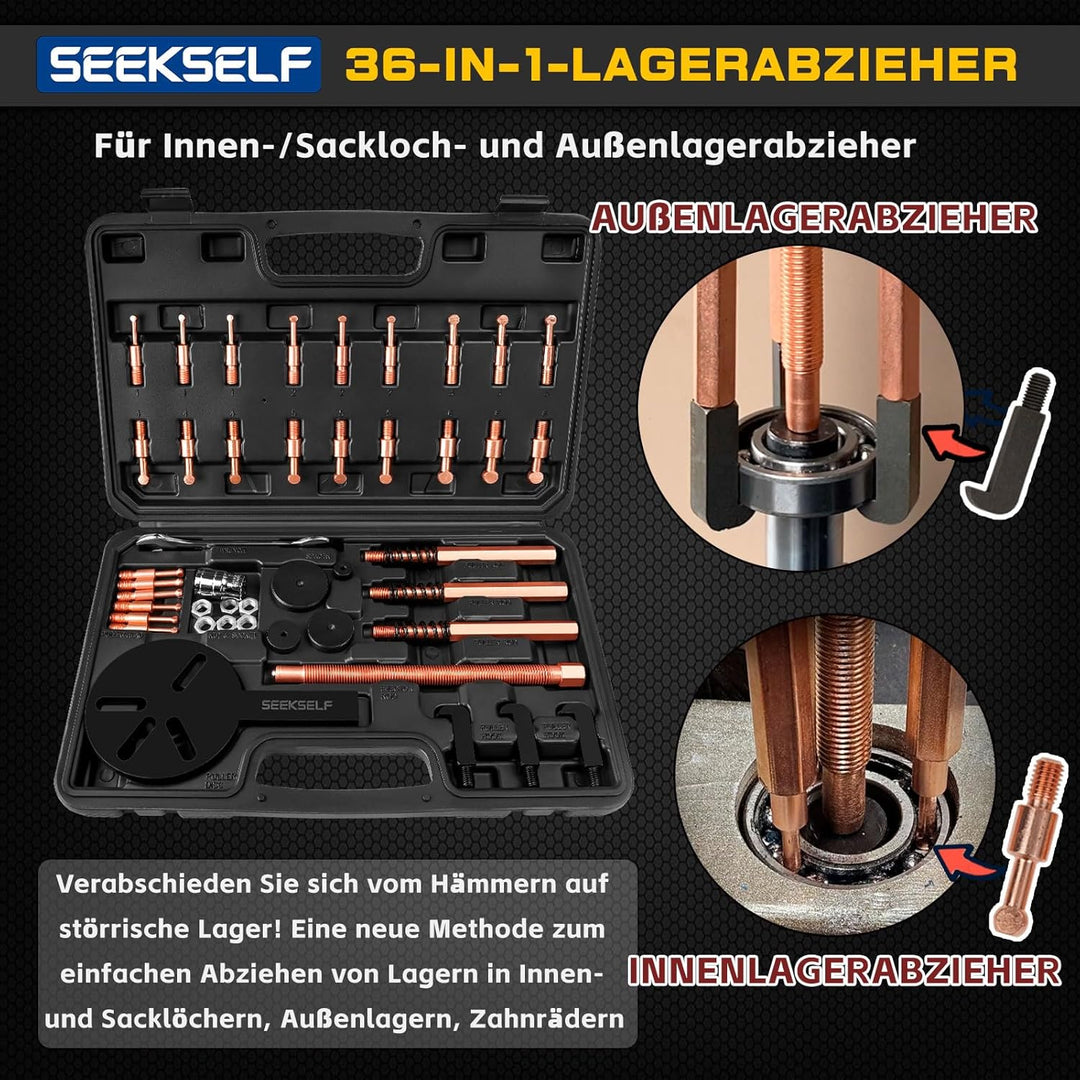 36-in-1 Lagerabzieher Set Innen und Aussen, Innenlager Abzieher Lager Werkzeug Trennsatz, Schwarze P