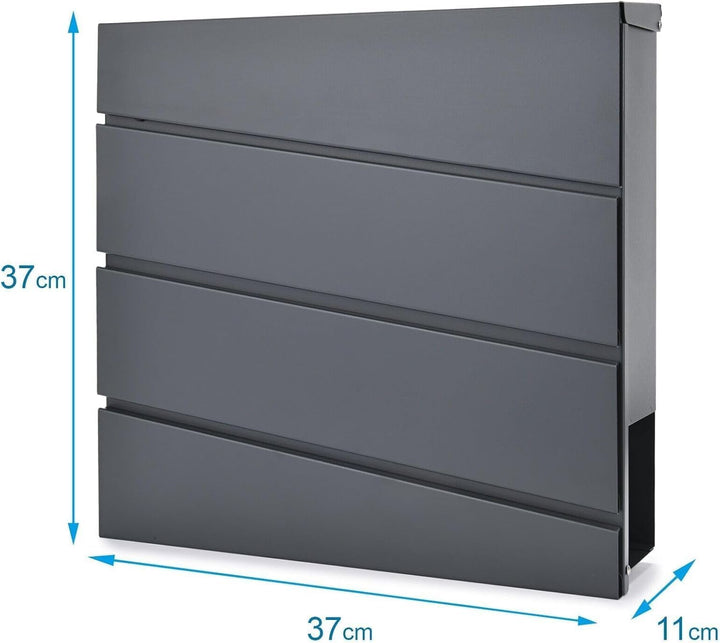 Verda Designer Briefkasten mit Zeitungsrfach, Postkasten, Wandbriefkasten, 2X Schlüssel, abschliessb