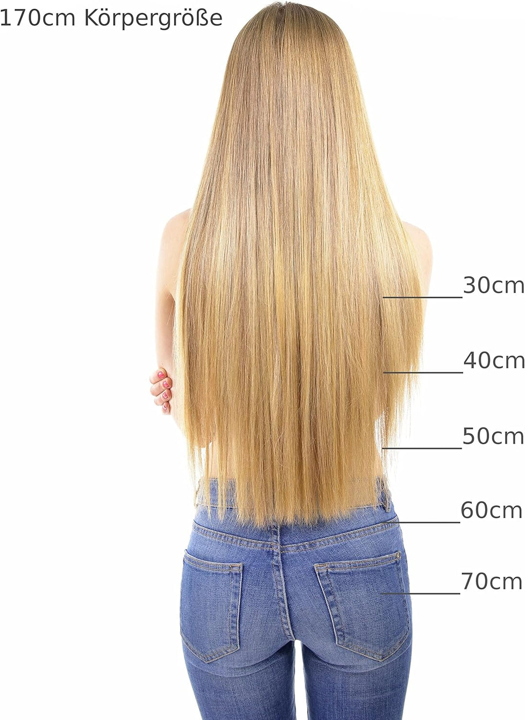 hair2heart Premium Extensions Echthaar Bondings glatt - 50 Strähnen 0.8g 50cm 6/0 dunkelblond 50cm (