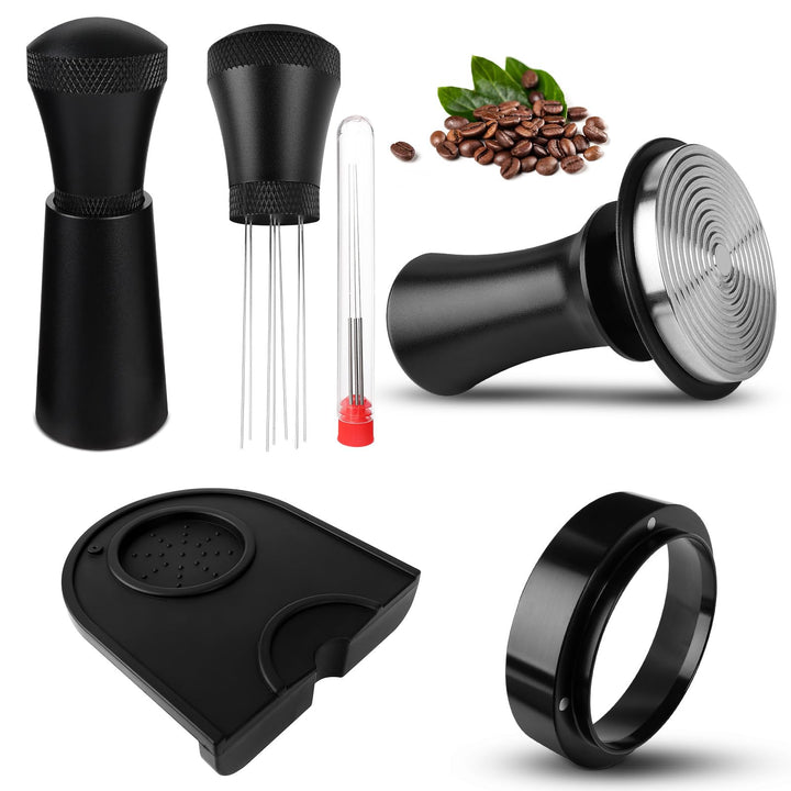Kaffee Tamper 54mm, Tamper Set inkl. WDT Tool, Dosierring 54mm，Tampermatte - Premium Barista Zubehör