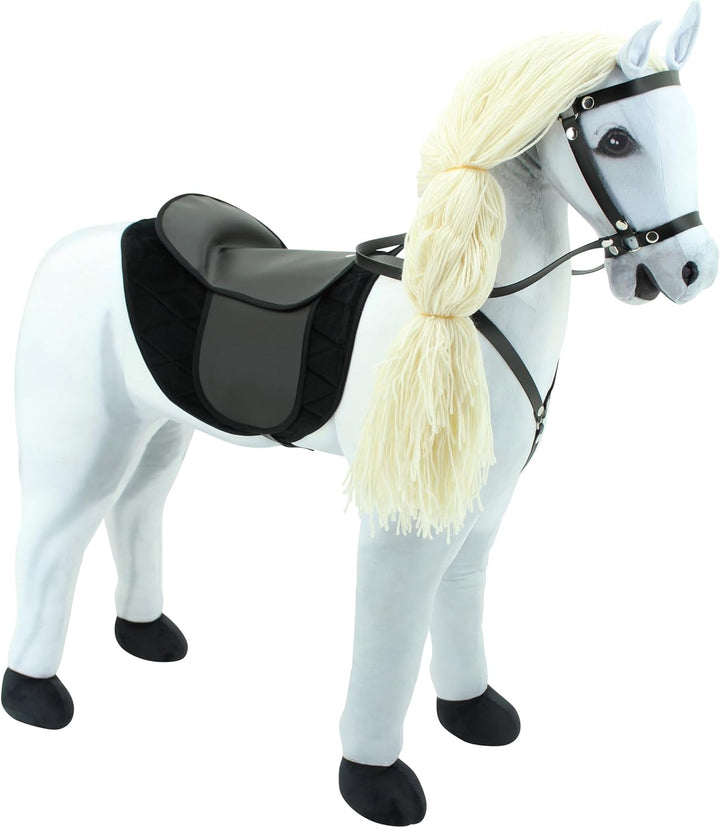 Sweety Toys Stehpferd zum Reiten- Plüschpferd Reittier Keine Montage erforderlich (weiss), Weiß