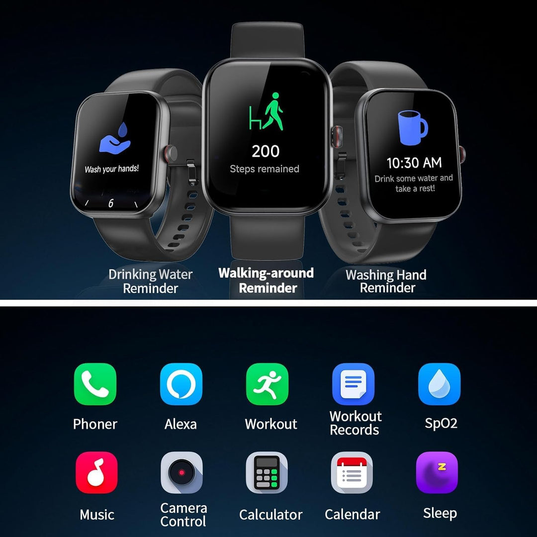 Smartwatch Herren Damen, 1,91" HD Fitnessuhr mit Alexa &amp; Telefonfunktion, 100+ Sportmodi Smart Watch