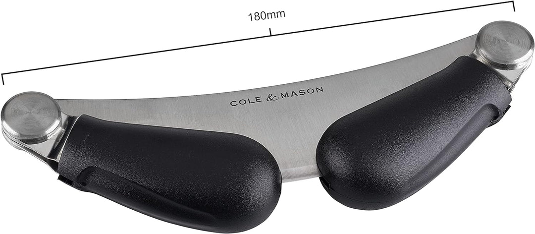 Cole & Mason H105549 Woodhall Wiegemesser und Schneidebrett, Kräuterhacker Rocker/Frischkräuterschne