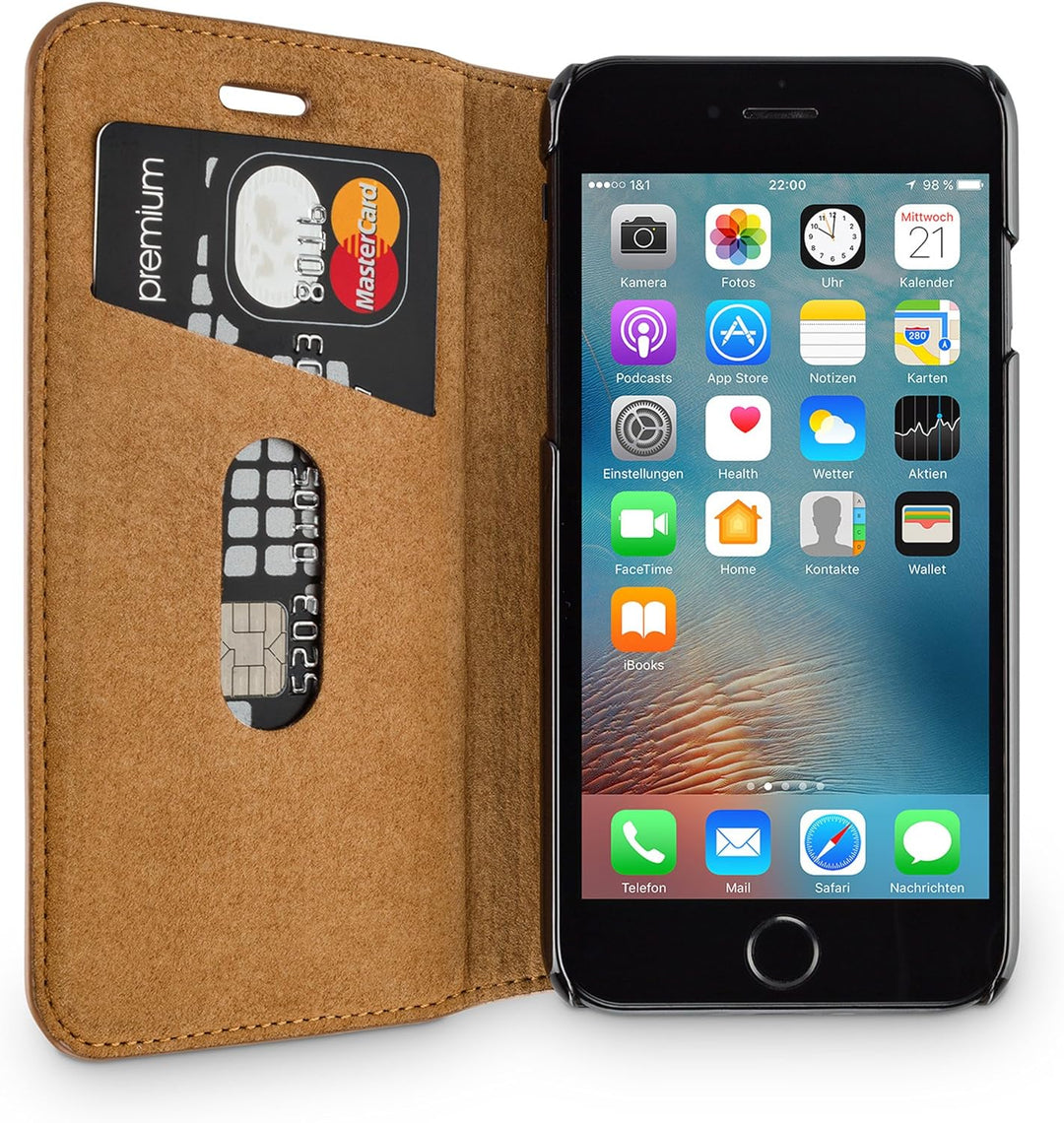 WIIUKA Echt Ledertasche - TRAVEL Nature - für Apple iPhone SE (2020), iPhone 8 und iPhone 7 - DEUTSC