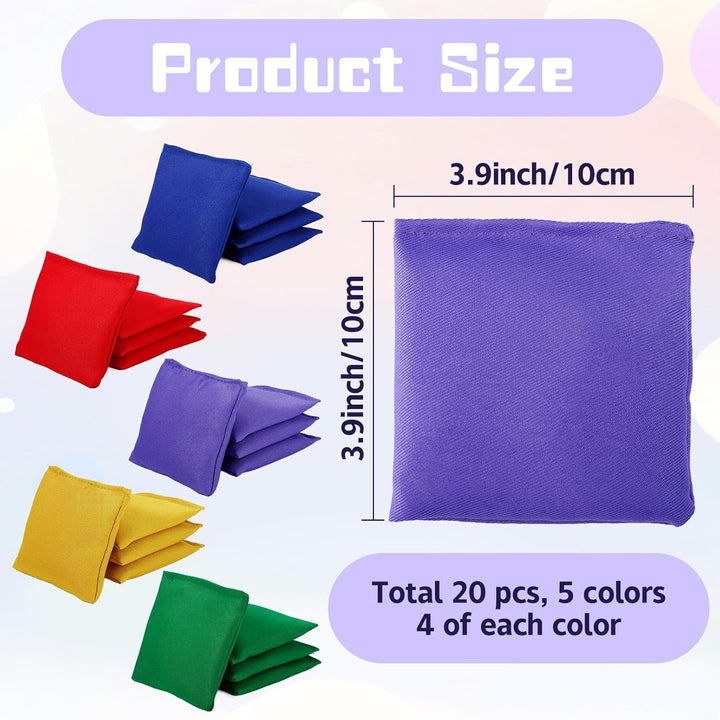 20 Stück Cornhole Säckchen, 10x10cm Nylon Sitzsäcke Werfen, Wurfsäckchen, Bean Bags Wurfspiel für Co