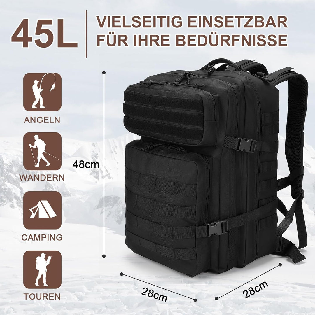 SHANNA Trekkingrucksack, Wanderrucksäcke Militärrucksack 45L Armee Rucksack MOLLE Assault Pack Takti