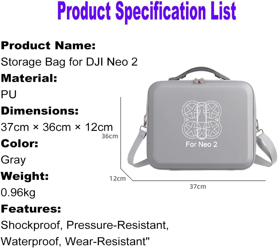 Tragetasche für DJI Neo 2 Motion Fly More Combo, tragbare Reisetasche mit Schultergurt für Goggles N