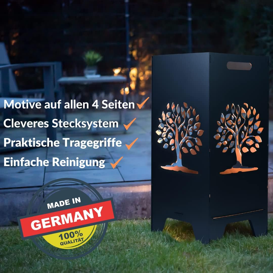 FEUERTONNEN BERTLING® Feuertonne Mit Natur Motiv | Stabiles Stecksystem Mit Tragegriffen | Robust &