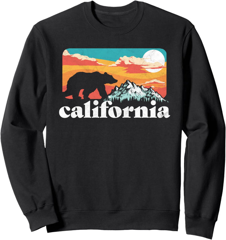 California Retro Bear & Mountain Vintage 80s Graphic Sweatshirt