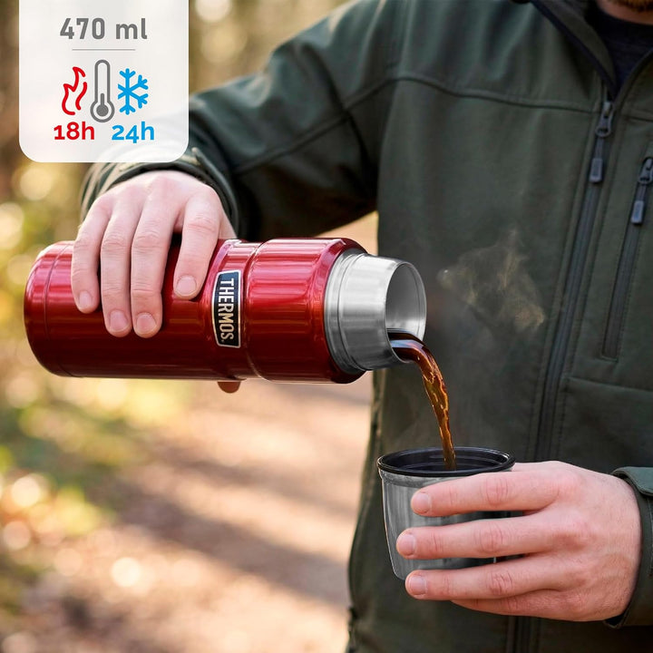 Thermos 4003.248.047 Thermosflasche Stainless King, Edelstahl Cranberry 0,47 l, Drehverschluss, 12 S