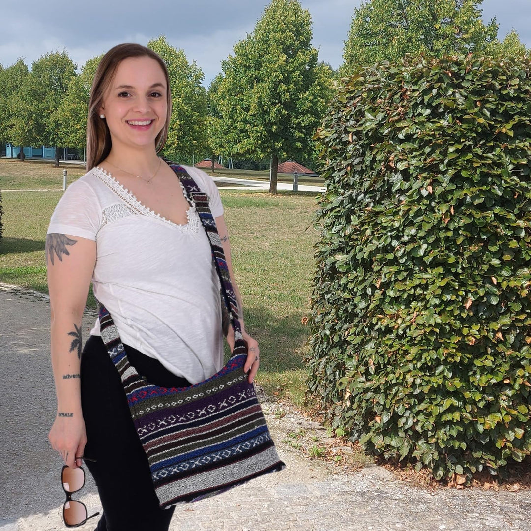 Sunsa Damen Umhängetasche. Hobo Tasche aus gewebter Baumwolle mit verstellbare Henkel. Crossbody Sch