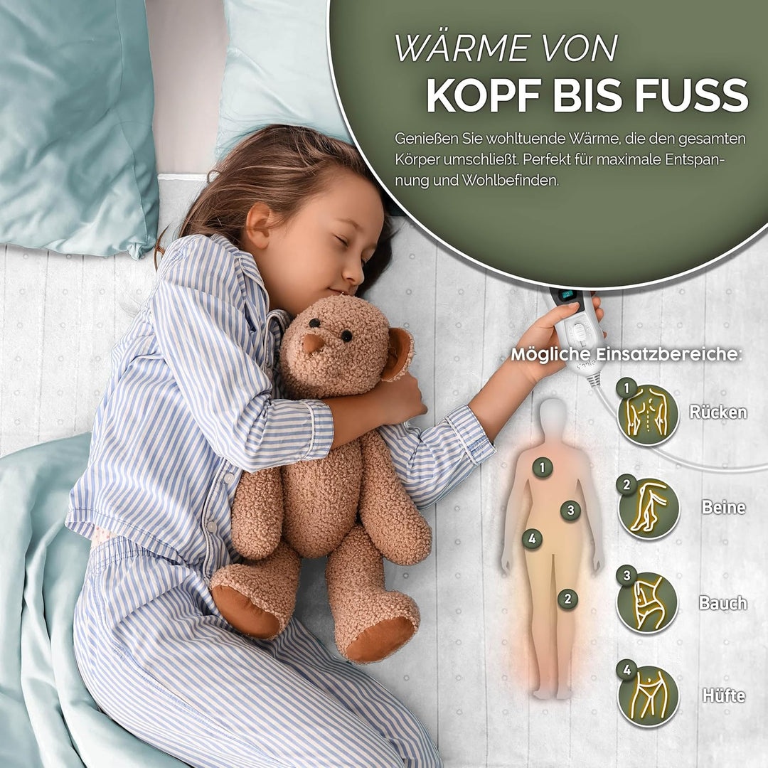 Wärmeunterbett 150x80cm mit Abschaltautomatik | Heizdecke mit 3 Temperaturstufen | Wärmebettunterlag