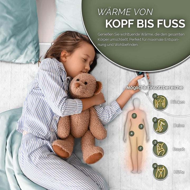 Wärmeunterbett 150x80cm mit Abschaltautomatik | Heizdecke mit 3 Temperaturstufen | Wärmebettunterlag
