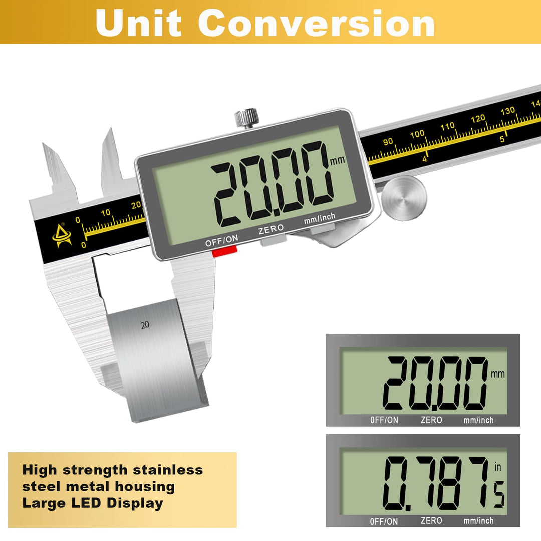 Digital Caliper,ACEMETER 0-6" Vernier Calipers Measuring Tool-Electronic Micrometer with Large LCD S