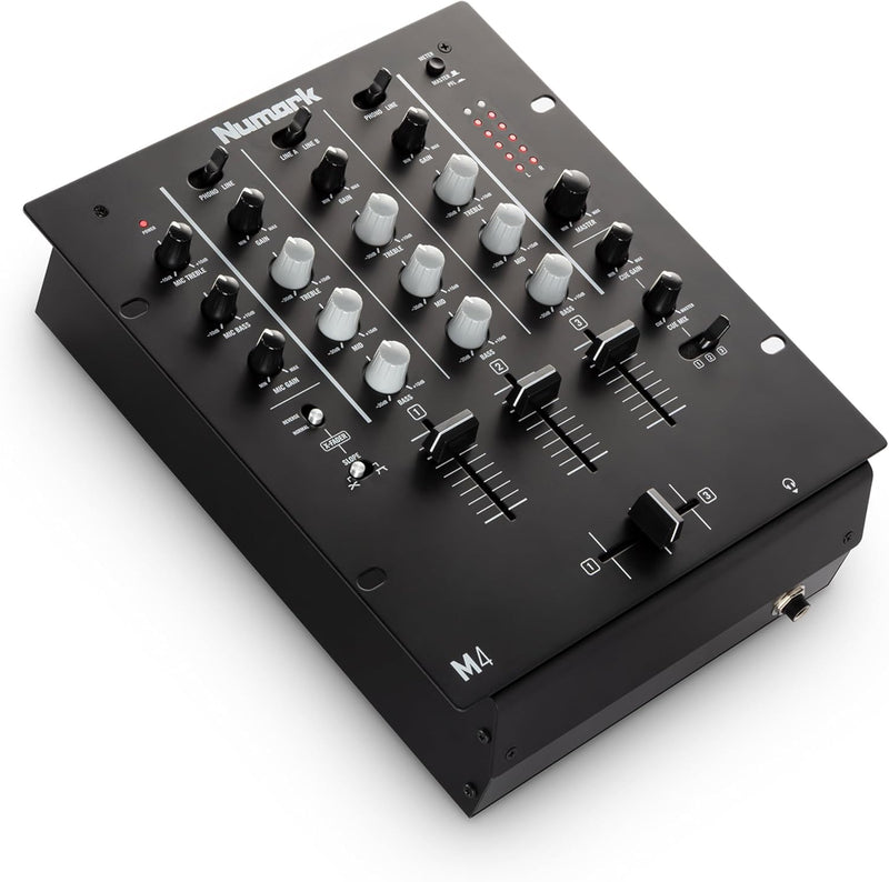 Numark M4 - 3-Kanal Scratch DJ Mixer, Rack-montierbar mit 3-Band EQ, Mikrofoneingang und austauschba