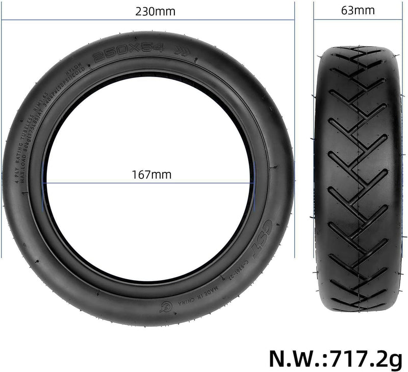 250 x 54 Selbstreparierende Reifen für Xiaomi Mi4 Lite/Pro Elektroroller, 10 x 2.125 Tubeless Reifen