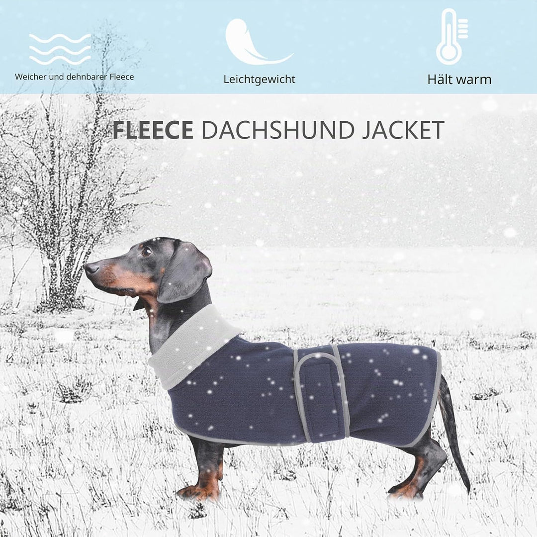 Geyecete-Polarfleece Winter hundemantel fur Dackel,Miniatur Dackel Pullover,Warmes Einstellbar Hunde