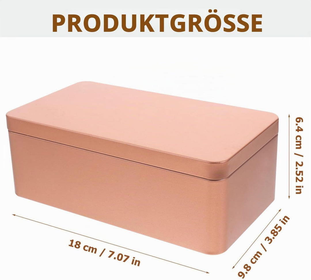 NOLITOY Blechdose 2 Stück Metall Dose Deckel Gold Rechteck Box Tee Kekse Geschenk Party Deko Fest Zu