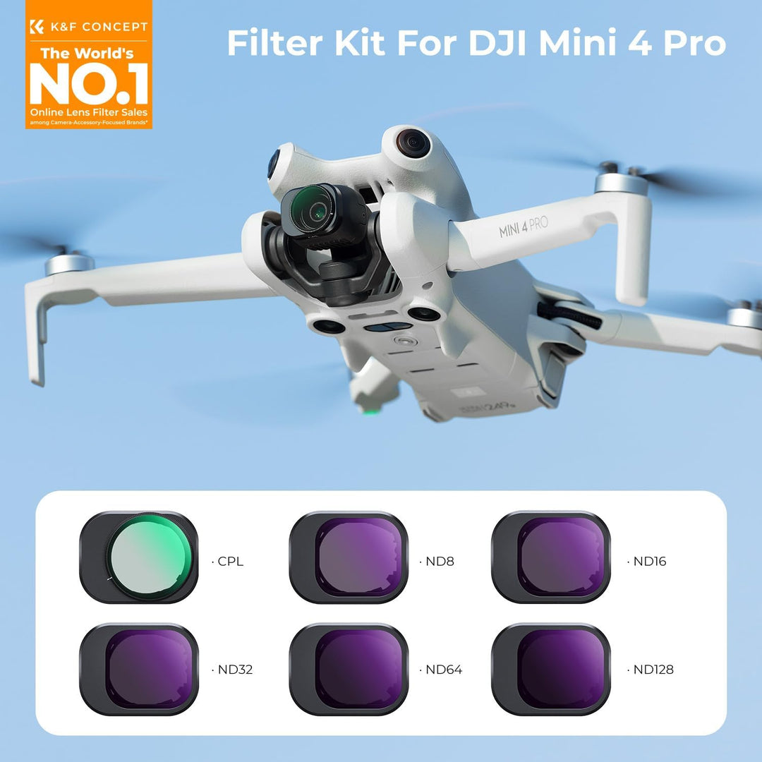 K&F Concept Mini 4 Pro ND Filterset,Polfilter,6 Stück CPL, ND8, ND16, ND32, ND64, ND128 Filter Kompa