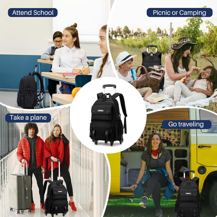 Trolley Rucksack mit Rollen Teens Trolley Rucksack Kinder Schulrucksack Schulranzen mit Rollen Jungs