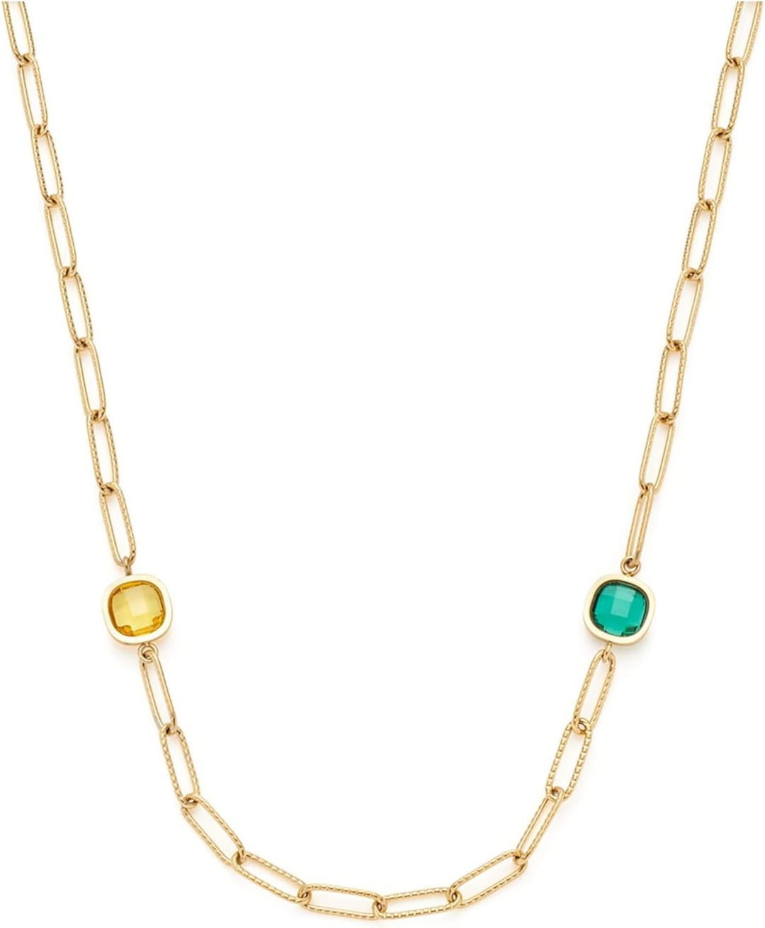 Leonardo Juna Halskette aus Edelstahl 1 Stück, goldfarbene lange Gliederkette mit facettierten Glass