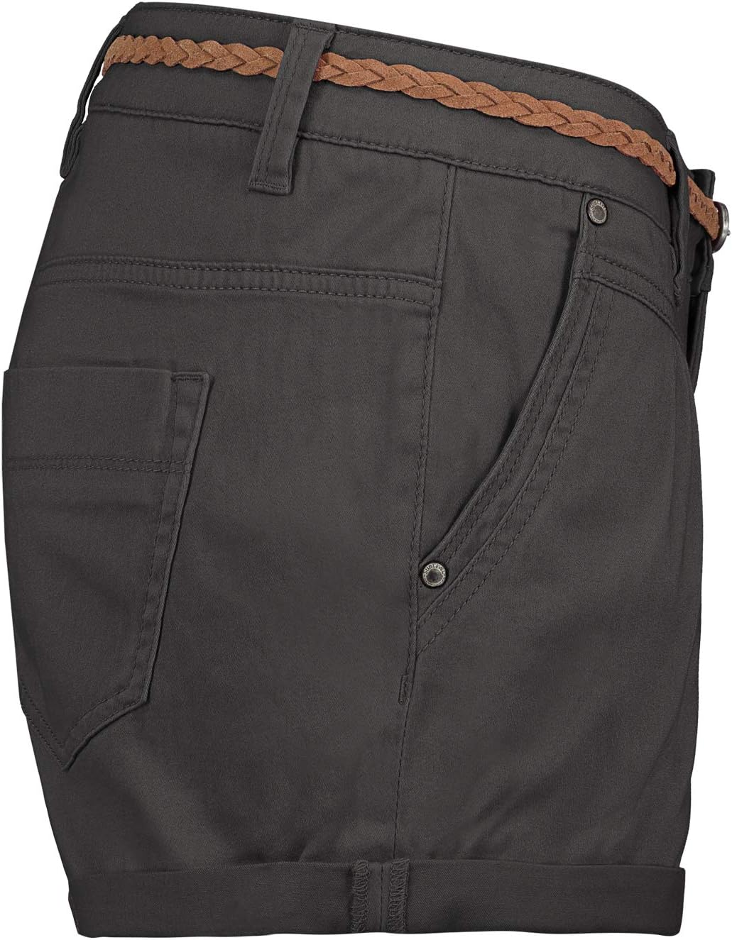 Sublevel Damen Kurze Hose Stretch-Shorts mit Flecht-Gürtel XS Dark-grey, XS Dark-grey