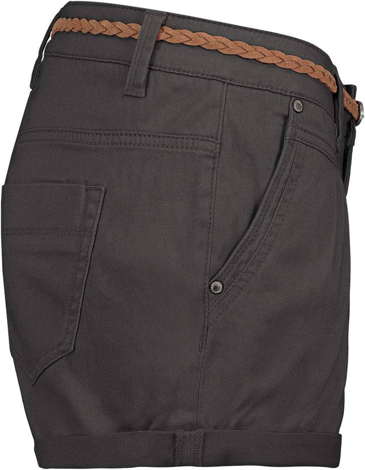 Sublevel Damen Kurze Hose Stretch-Shorts mit Flecht-Gürtel XS Dark-grey, XS Dark-grey