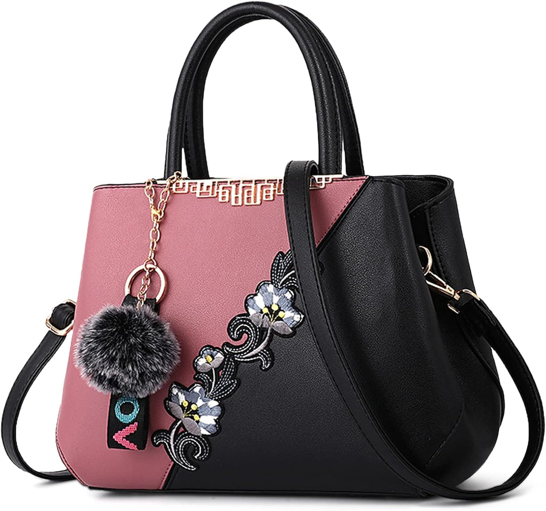 DIRRONA Damen Handtasche Mode Blumenmuster Schulterbeutel Grosse Kapazität Umhängetasche Casual Reis