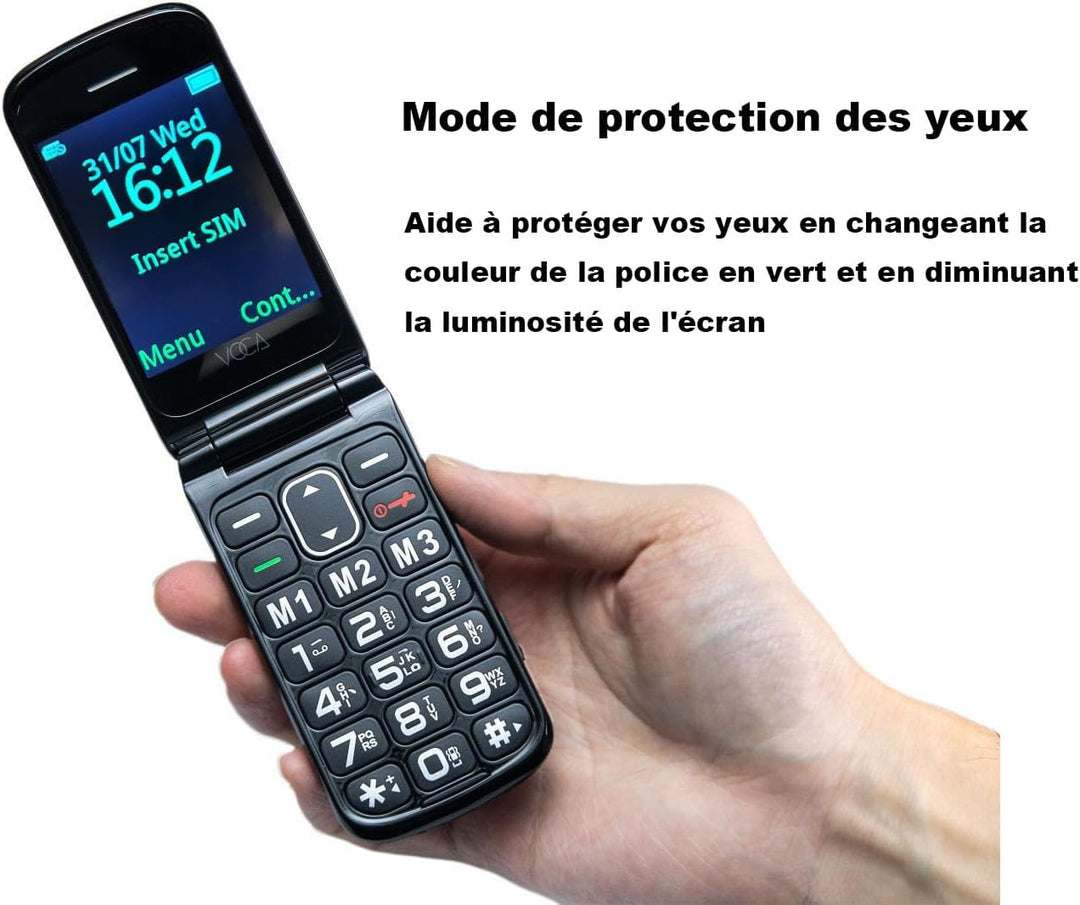 VOCA Klapphandy mit grossen Tasten für Senioren | Entsperrtes 4G LTE | Hohe Lautstärke | SOS-Taste |