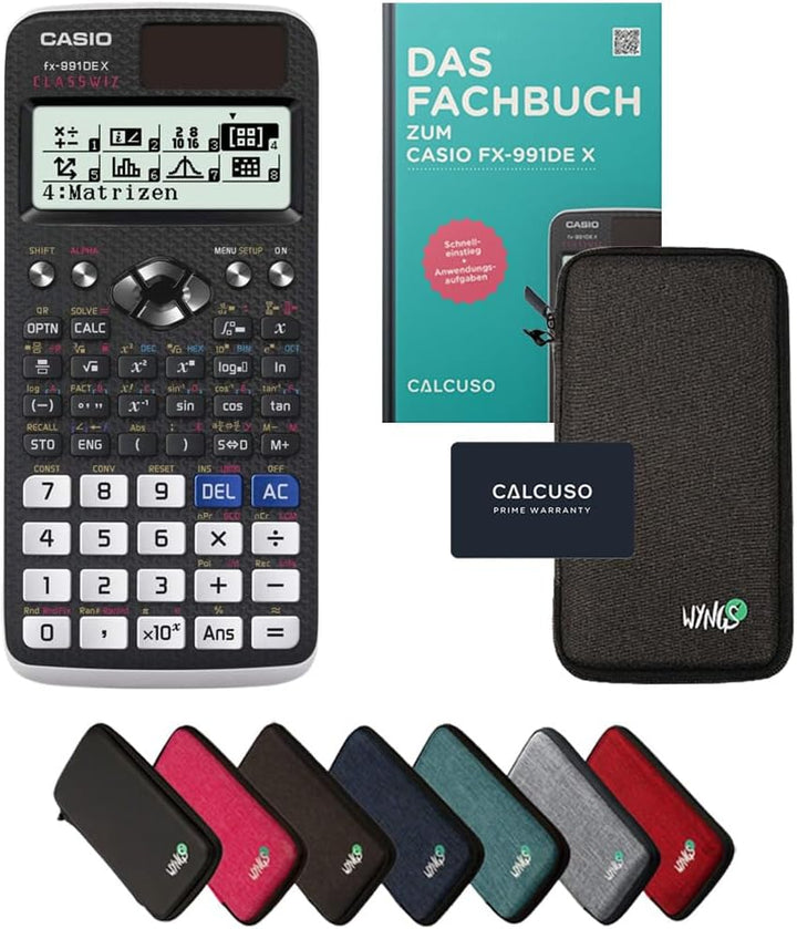 CALCUSO Standardpaket: Casio FX-991 DE X technisch-wissenschaftlicher Taschenrechner + WYNGS Schutzt