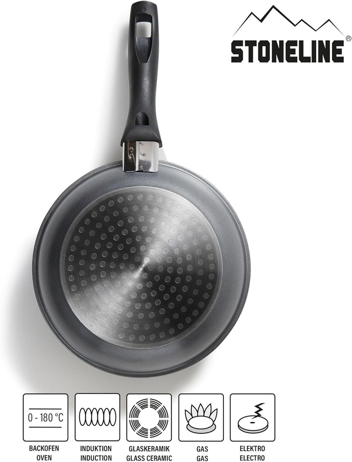 STONELINE Bratpfanne 20 cm, induktionsgeeignet, Aluguss, Antihaftbeschichtung mit echten Steinpartik